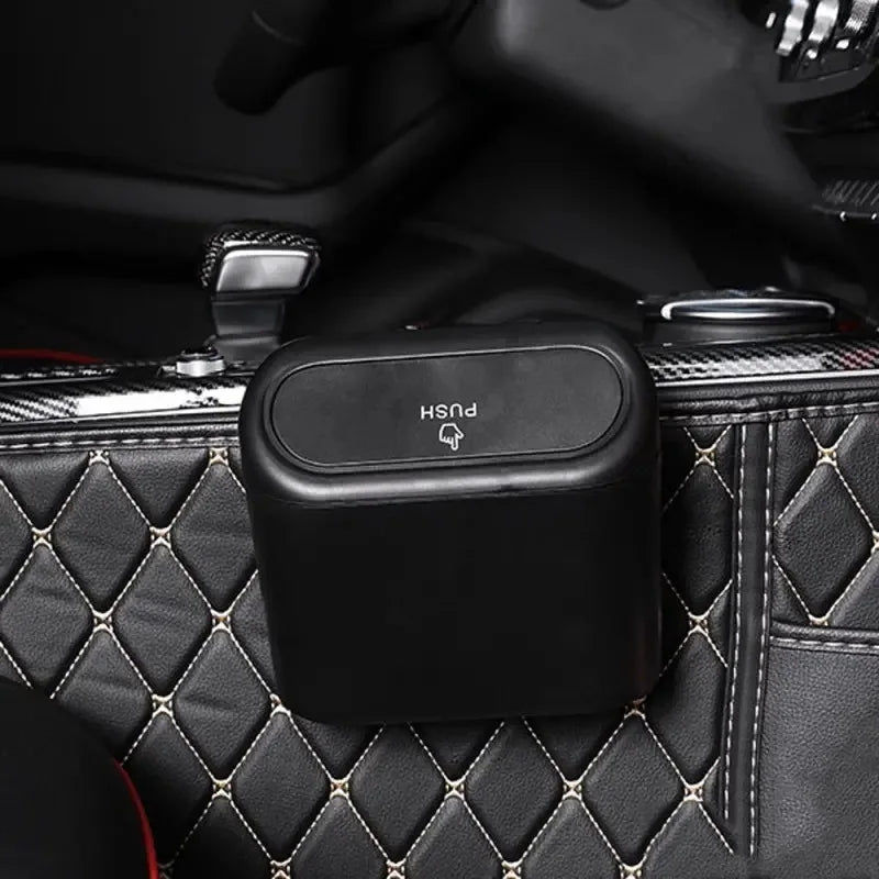 Universal Organizer Car Clamshell Trash Bin Hanging Vehicle Garbage Dust Case Storage Box Black ABS Square Pressing Trash Can 6P