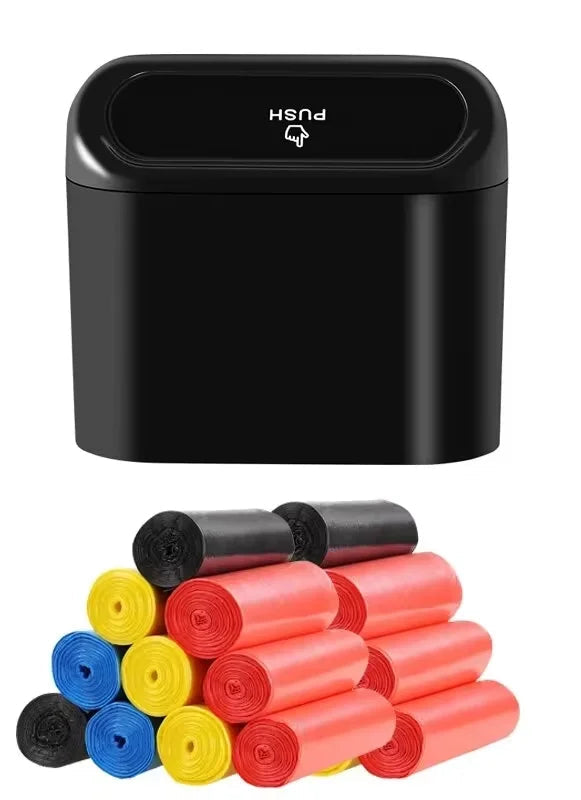 Universal Organizer Car Clamshell Trash Bin Hanging Vehicle Garbage Dust Case Storage Box Black ABS Square Pressing Trash Can 6P