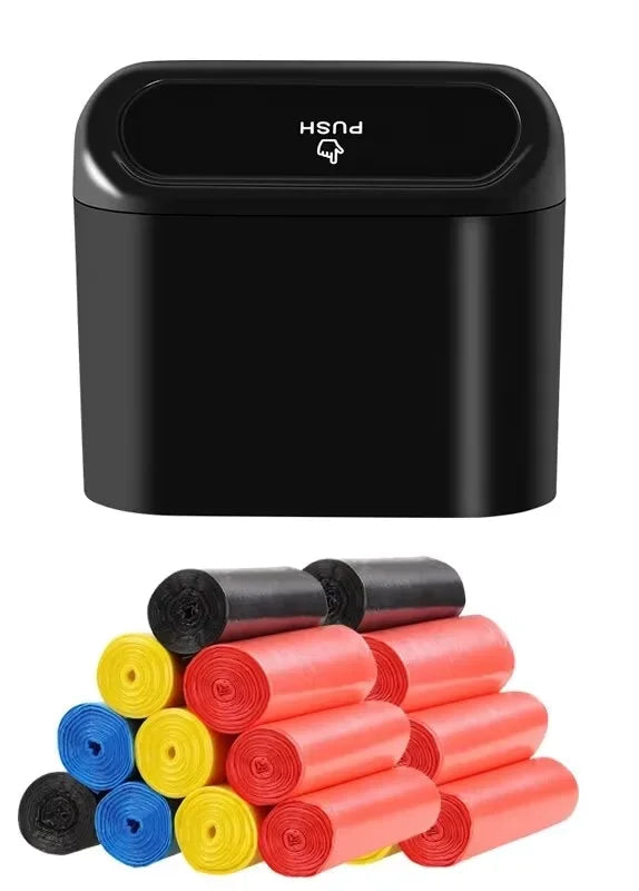 Universal Organizer Car Clamshell Trash Bin Hanging Vehicle Garbage Dust Case Storage Box Black ABS Square Pressing Trash Can 6P