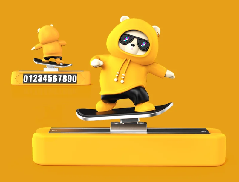 New Dashboard Car Decorations Skateboard Bear Magnetic Parking Number Plate Creative Car Cartoon Interior Interior Accessories