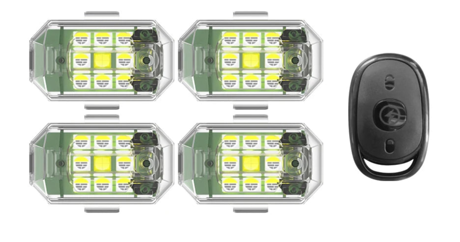 2/4PC Wireless LED Strobe Light Remote Control Warning Lamp Flash Indicator Anti-Collision for Car Auto Motorcycle Drone Cruise