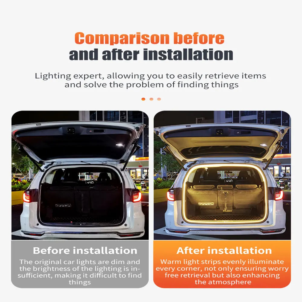 Car Trunk Ambient Light Strip Flexible Automatic Led Lighting Non-Destructive Installation Modified Tailgate Decorative Lamp