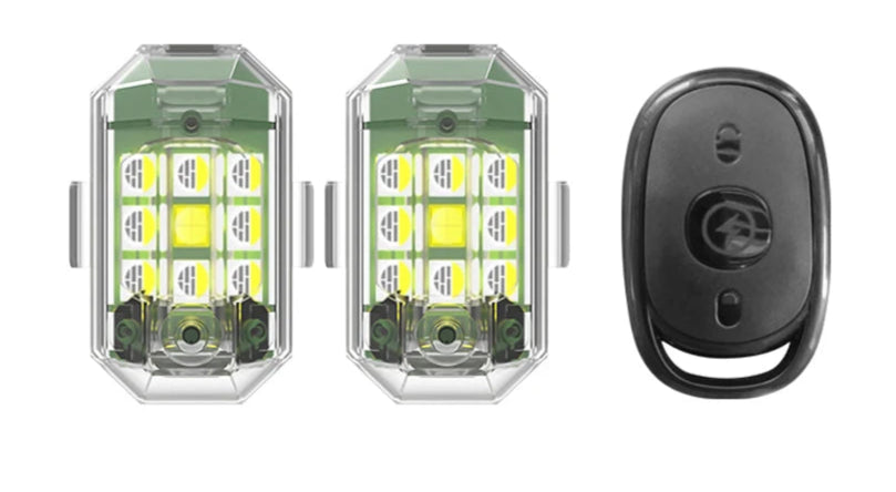 2/4PC Wireless LED Strobe Light Remote Control Warning Lamp Flash Indicator Anti-Collision for Car Auto Motorcycle Drone Cruise