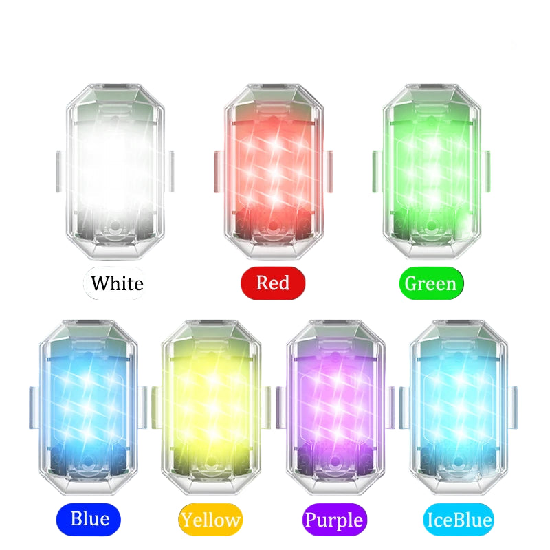 2/4PC Wireless LED Strobe Light Remote Control Warning Lamp Flash Indicator Anti-Collision for Car Auto Motorcycle Drone Cruise