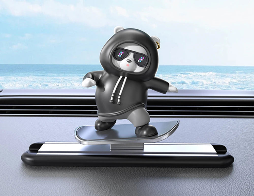 New Dashboard Car Decorations Skateboard Bear Magnetic Parking Number Plate Creative Car Cartoon Interior Interior Accessories