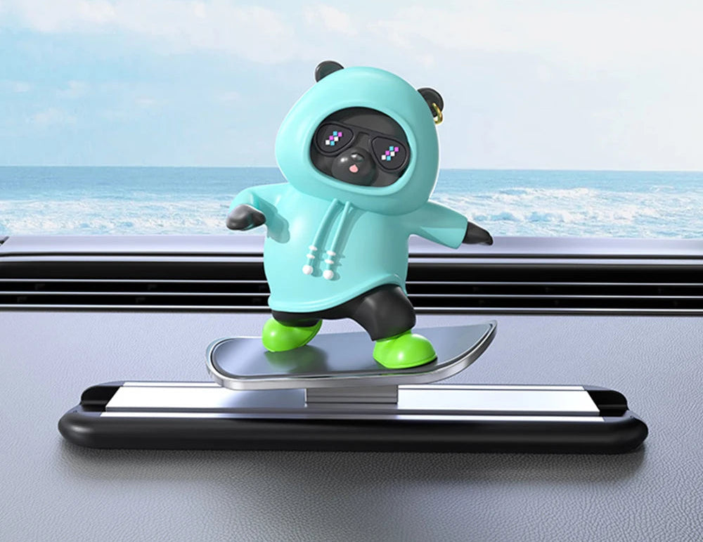 New Dashboard Car Decorations Skateboard Bear Magnetic Parking Number Plate Creative Car Cartoon Interior Interior Accessories
